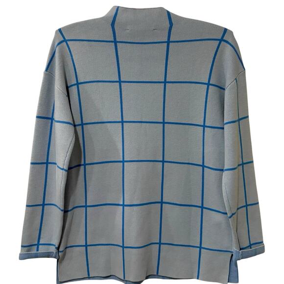 Ann Taylor LOFT | Sweater Blue Windowpane Mock Neck NWT- Size Small - Picture 7 of 7